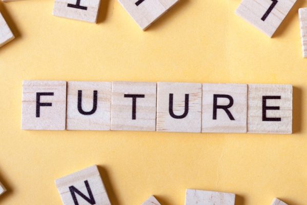 future spelled using wooden blocks depicting air conditioner future