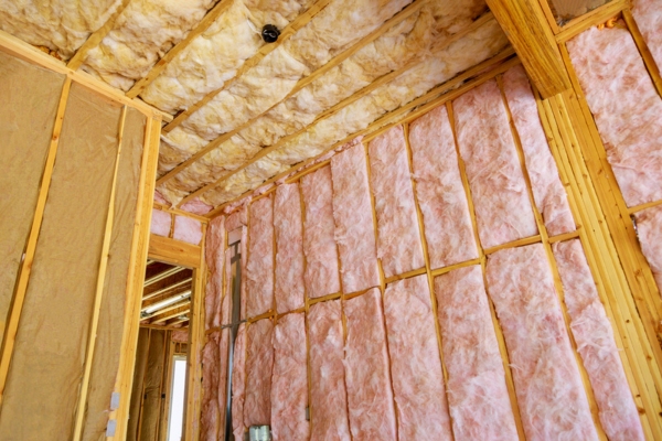 new wall and ceiling insulation of a home to prevent heat loss