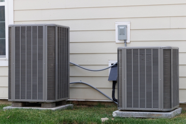 residential air conditioners installed outside the house